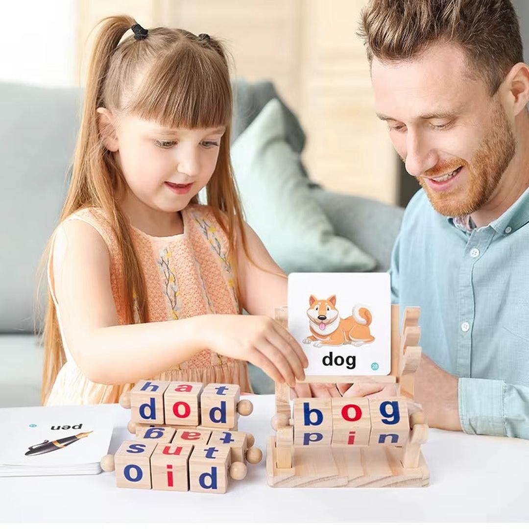Wooden Rotating Letter Blocks Toy