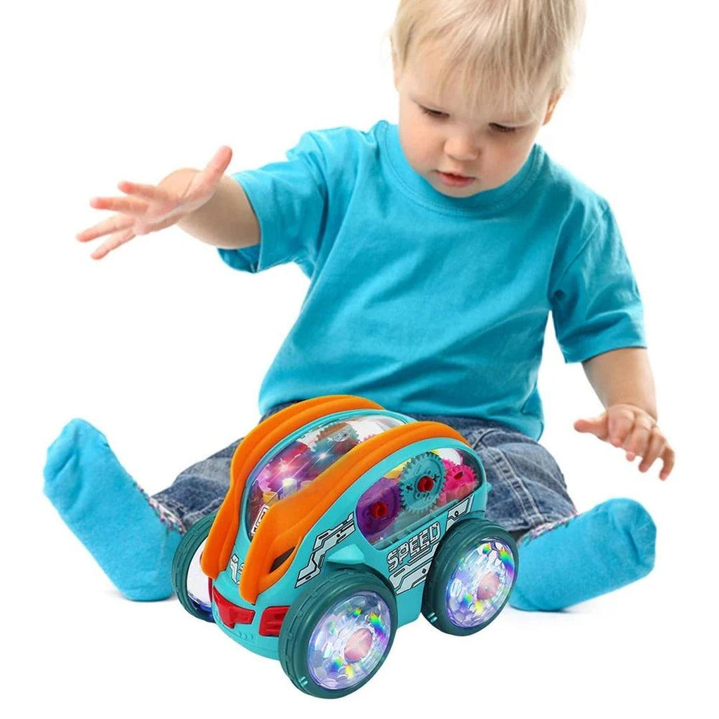 Light-Up Toy Car with Visible Gears
