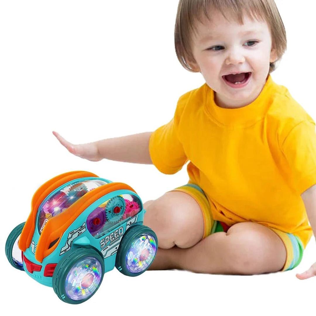 Light-Up Toy Car with Visible Gears
