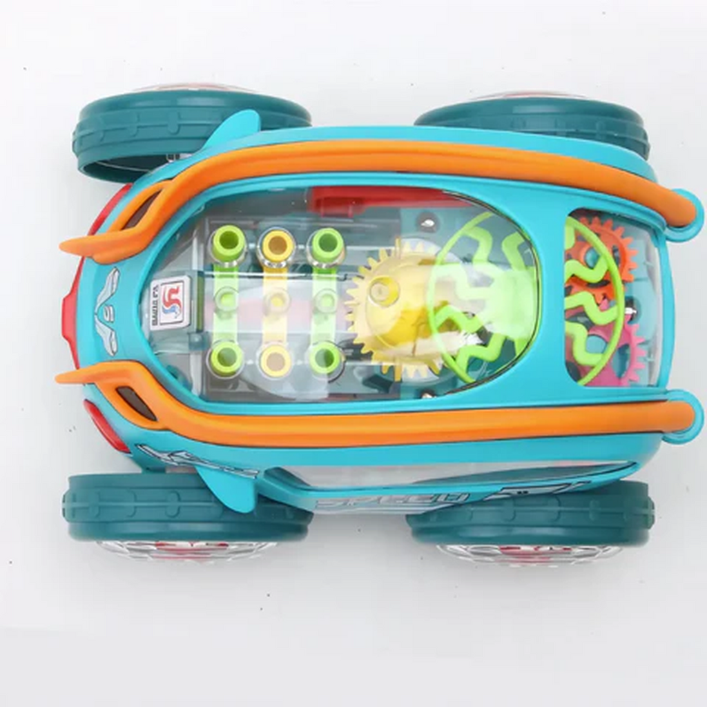 Light-Up Toy Car with Visible Gears