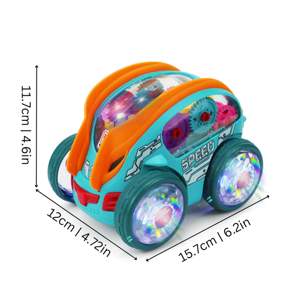 Light-Up Toy Car with Visible Gears