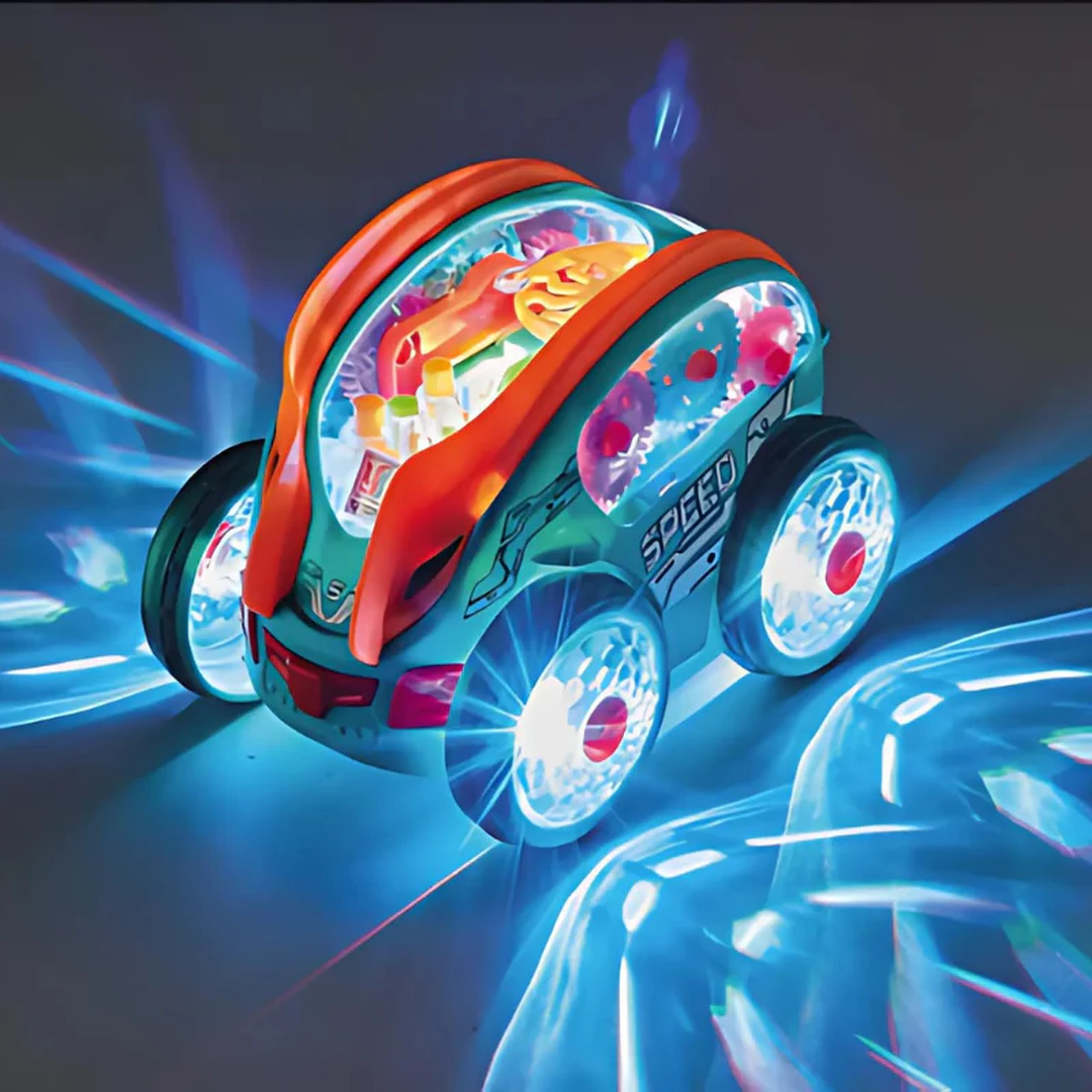 Light-Up Toy Car with Visible Gears