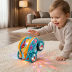 Leuchtendes Spielzeugauto mit sichtbaren Zahnrädern