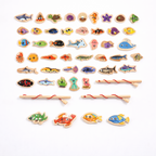 Juego de pesca magnético de juguete con piezas de peces de madera