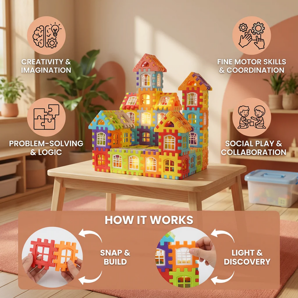 Interlocking Plastic Window Building Blocks Set for Kids