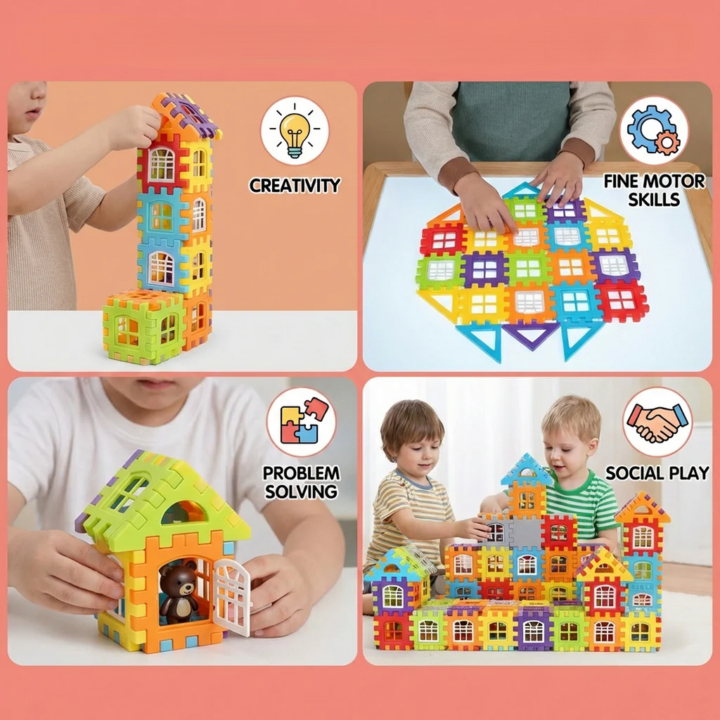 Interlocking Plastic Window Building Blocks Set for Kids