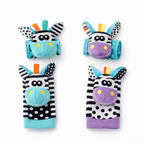 Set aus Plüschsocken und Armbändern für Babys mit Tierfiguren