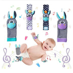 Set aus Plüschsocken und Armbändern für Babys mit Tierfiguren