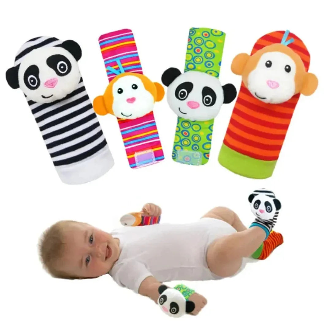 Plush Baby Sock and Wristband Set with Animal Figures
