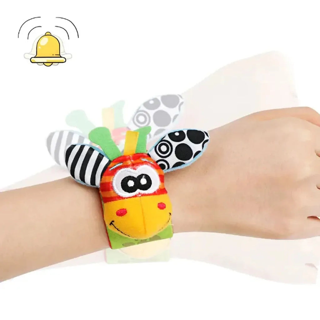 Plush Baby Sock and Wristband Set with Animal Figures