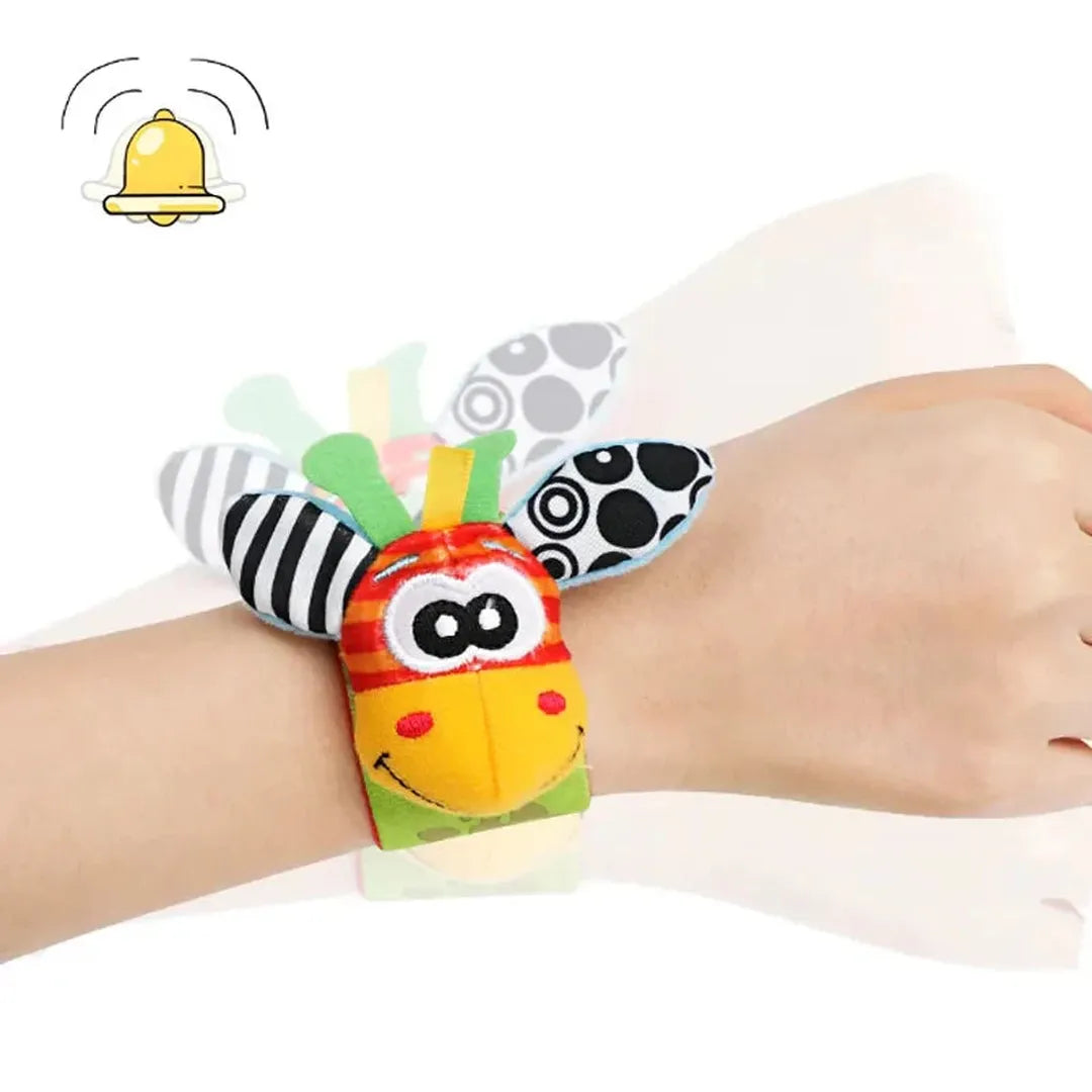 Plush Baby Sock and Wristband Set with Animal Figures