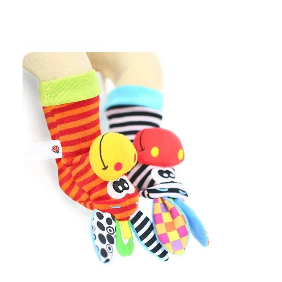 Plush Baby Sock and Wristband Set with Animal Figures