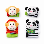 Set aus Plüschsocken und Armbändern für Babys mit Tierfiguren