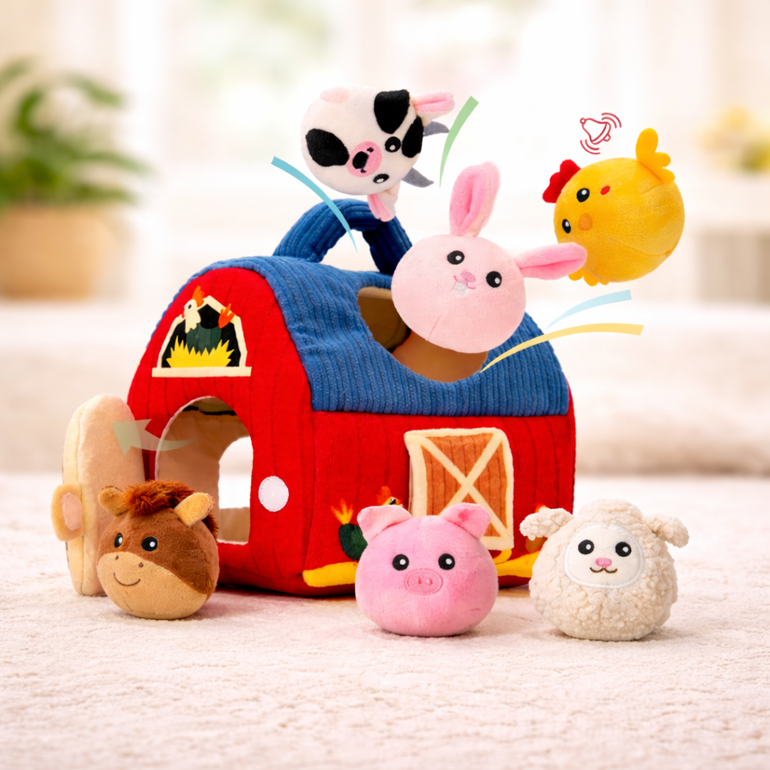 Plush Barn Playset with Enclosed Barn Structure
