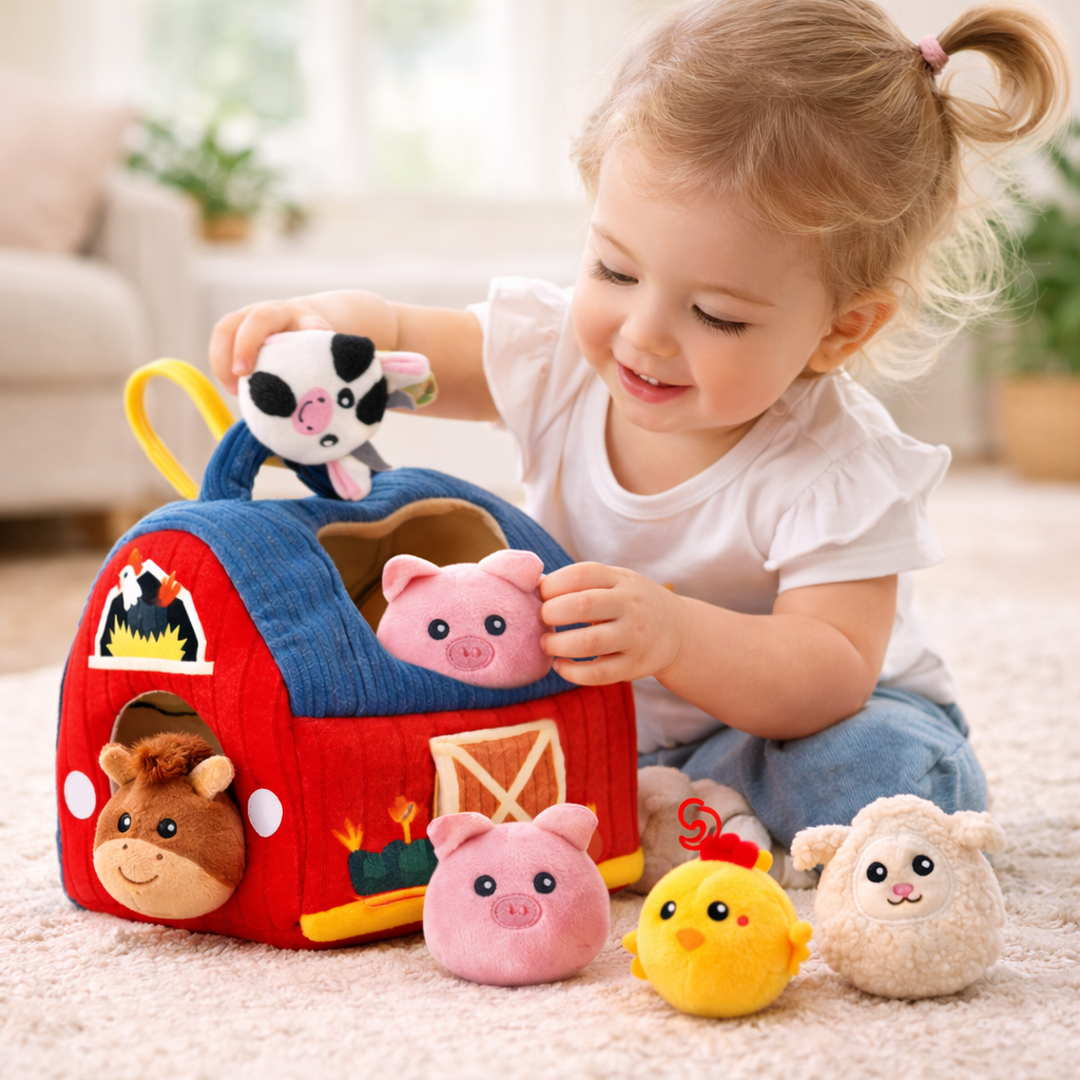 Plush Barn Playset with Enclosed Barn Structure