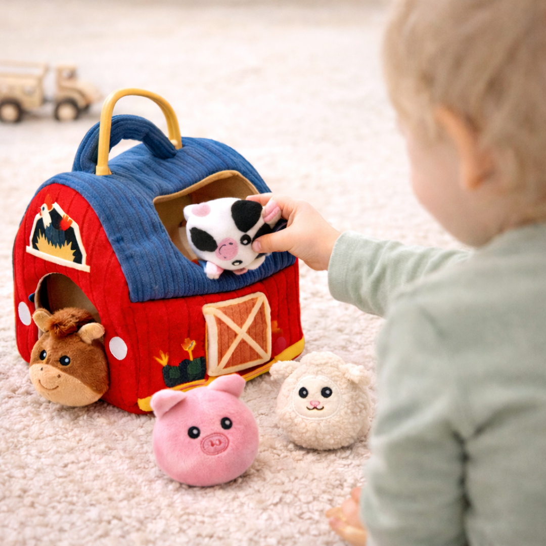Plush Barn Playset with Enclosed Barn Structure