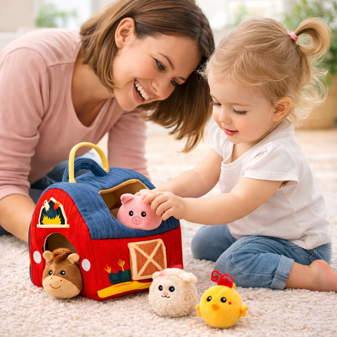 Plush Barn Playset with Enclosed Barn Structure