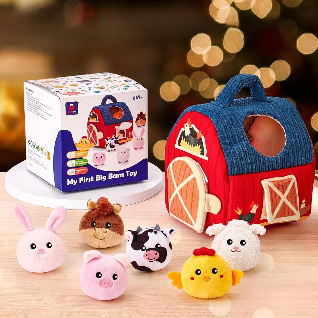 Plush Barn Playset with Enclosed Barn Structure
