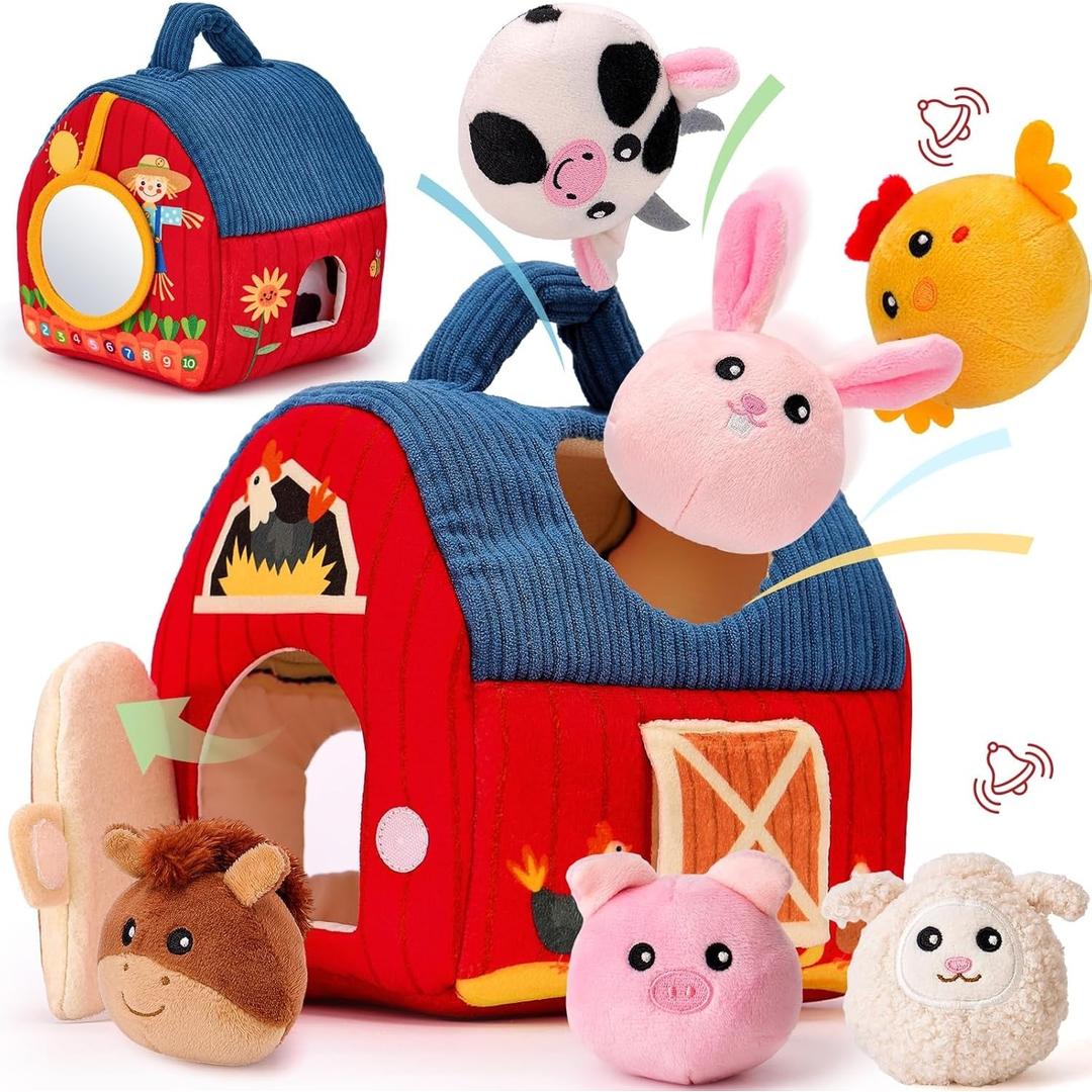 Plush Barn Playset with Enclosed Barn Structure