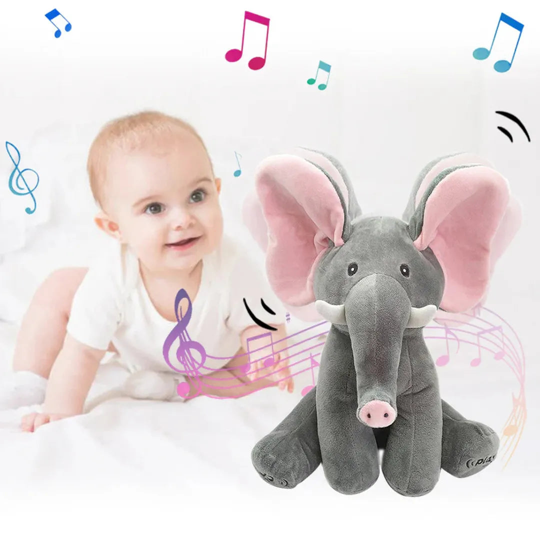 Plush Elephant Toy with Moving Ears and Sound