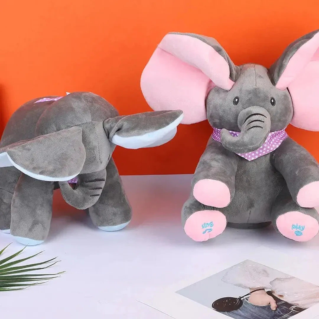 Plush Elephant Toy with Moving Ears and Sound