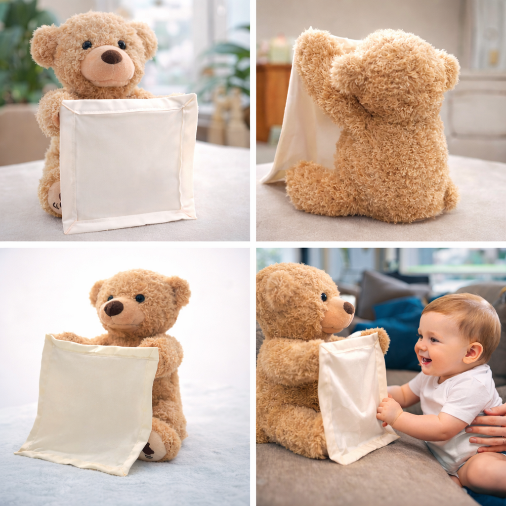 Plush Teddy Toy with Attached Fabric Panel