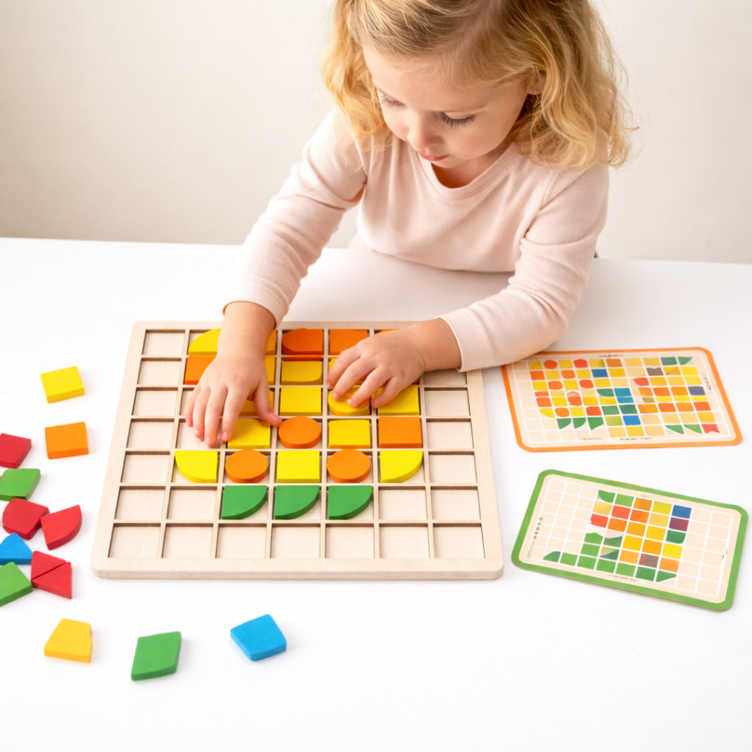 Pattern Recognition Puzzle Toy with Grid Board