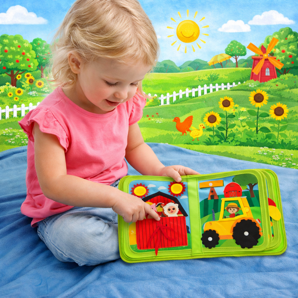 Soft Activity Book with Farm-Themed Interactive Pages