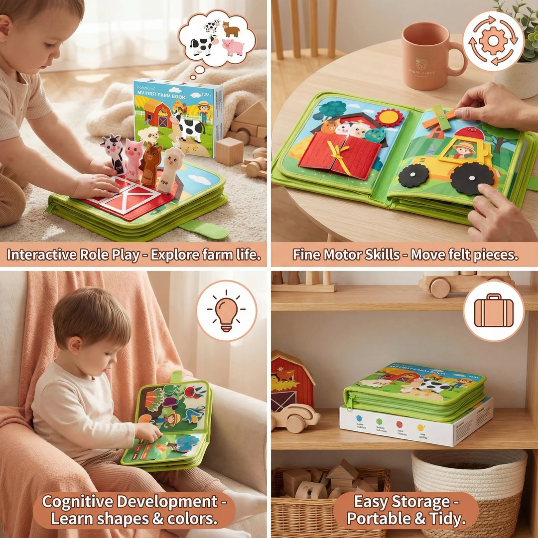 Soft Activity Book with Farm-Themed Interactive Pages
