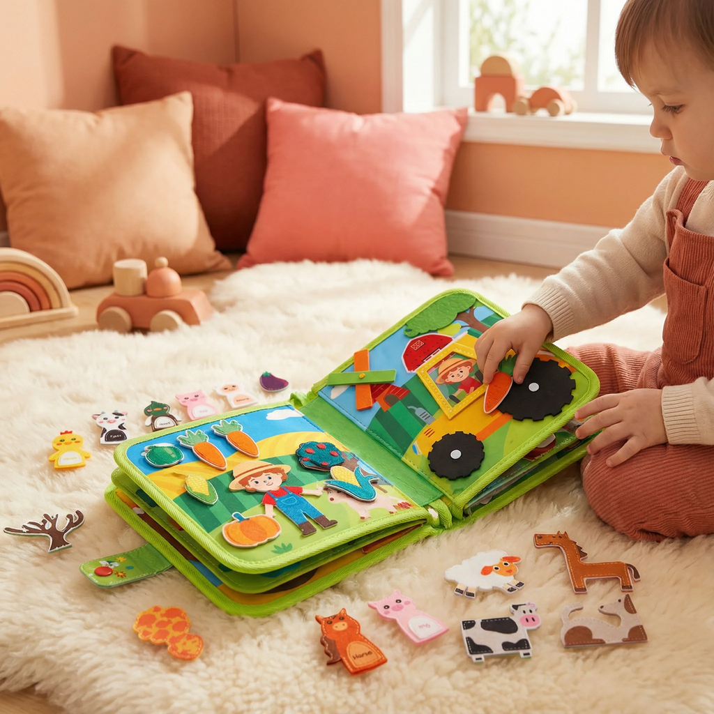 Soft Activity Book with Farm-Themed Interactive Pages