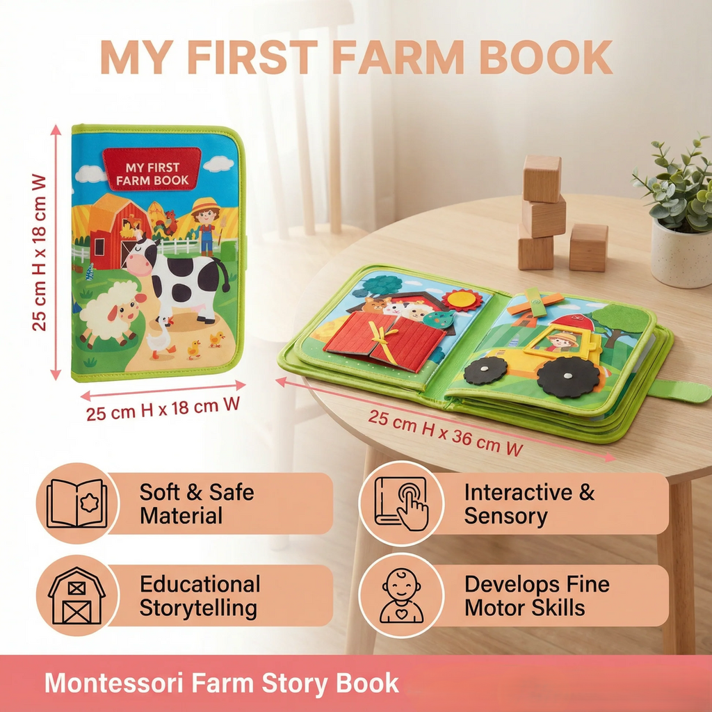 Soft Activity Book with Farm-Themed Interactive Pages