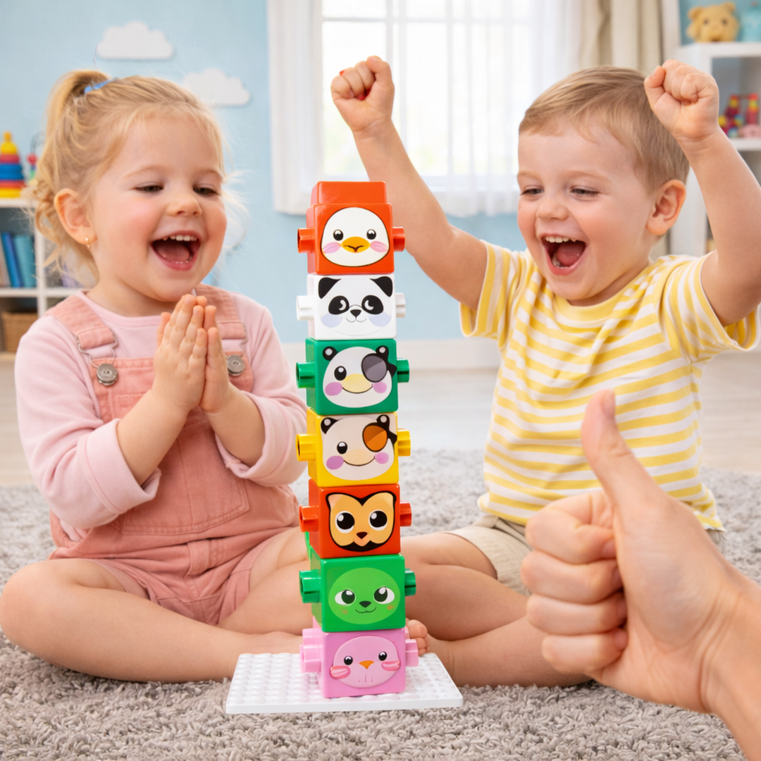 Animal Stacking Blocks with Interlocking Connectors