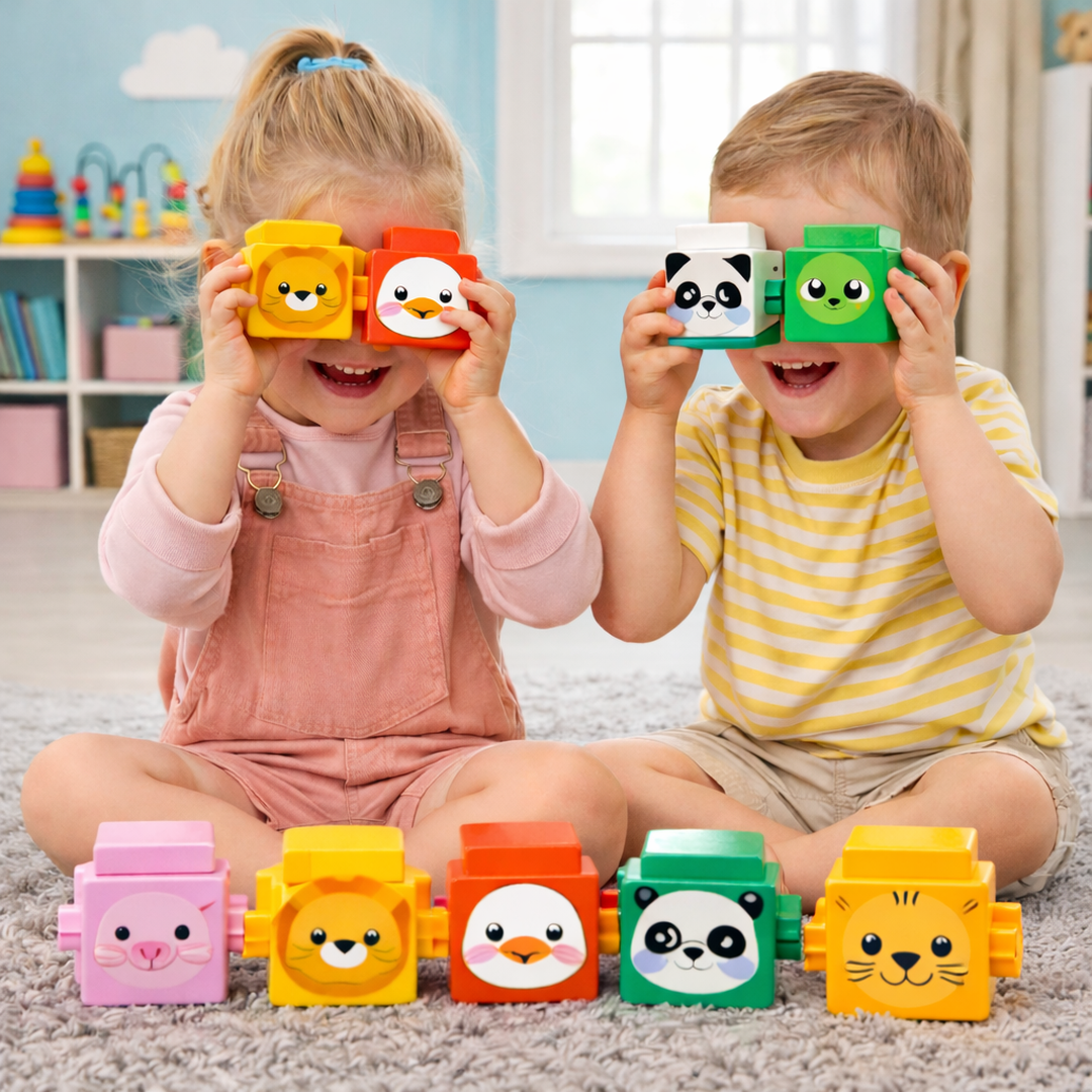 Animal Stacking Blocks with Interlocking Connectors