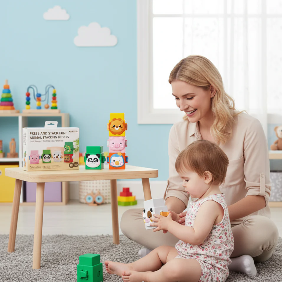 Animal Stacking Blocks with Interlocking Connectors