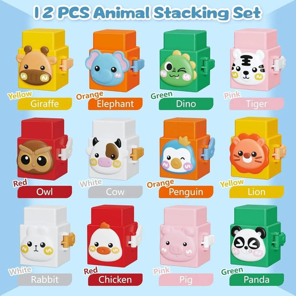 Animal Stacking Blocks with Interlocking Connectors