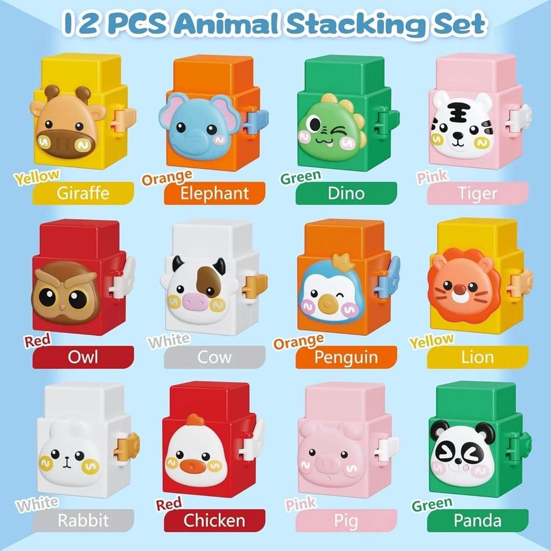 Animal Stacking Blocks with Interlocking Connectors