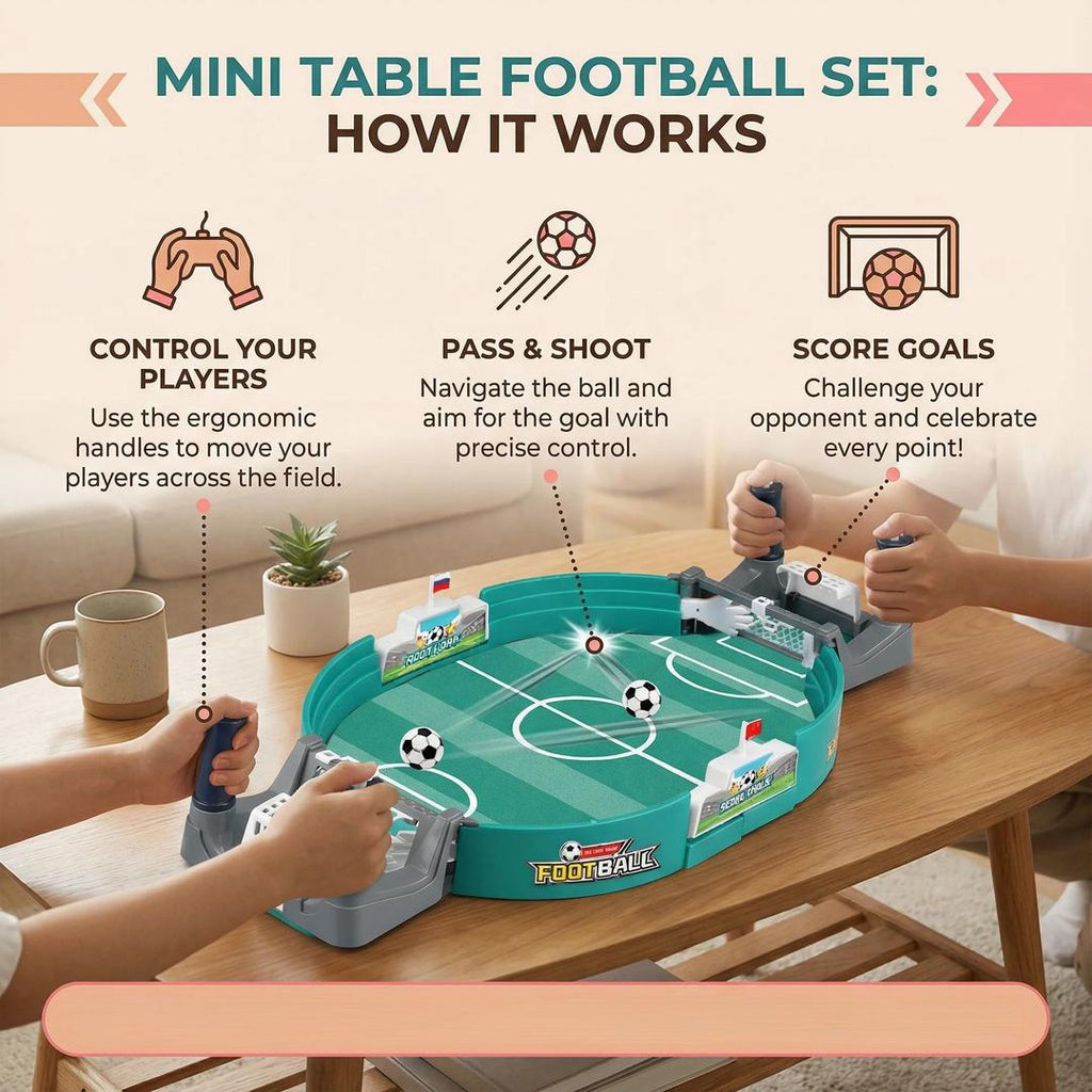 Mini Table Football Game with Dual Goal Mechanism