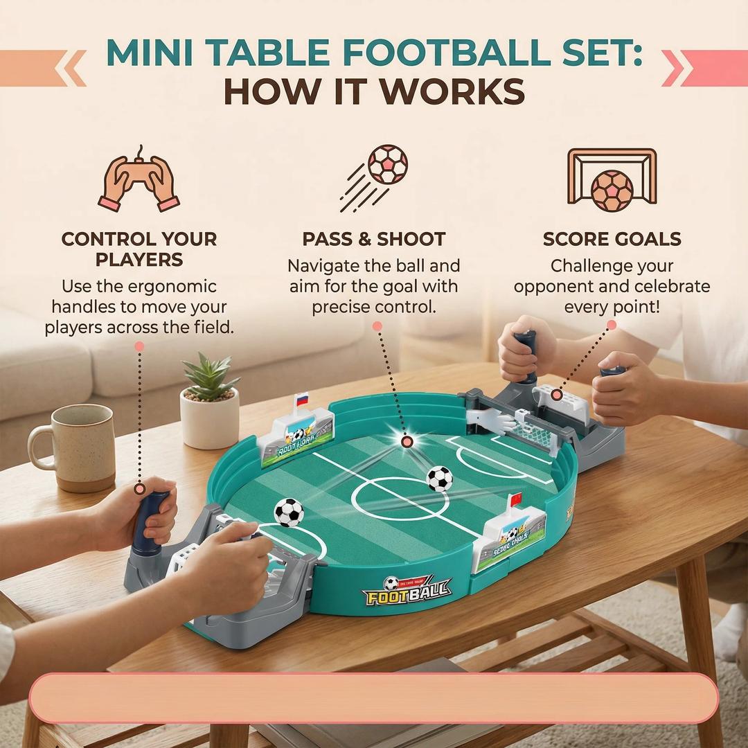 Mini Table Football Game with Dual Goal Mechanism