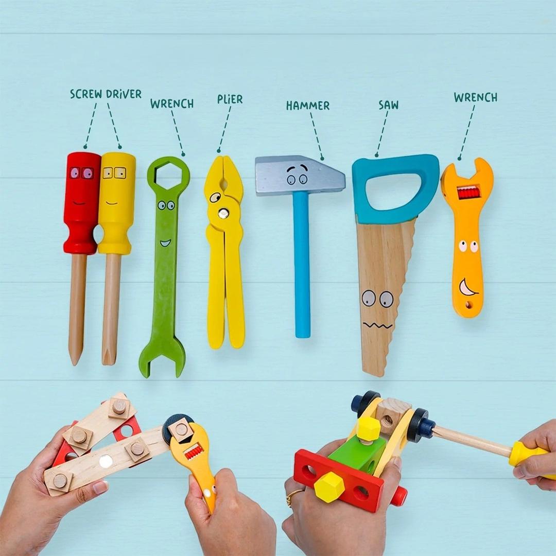 Wooden Tool Kit Construction Toy Set