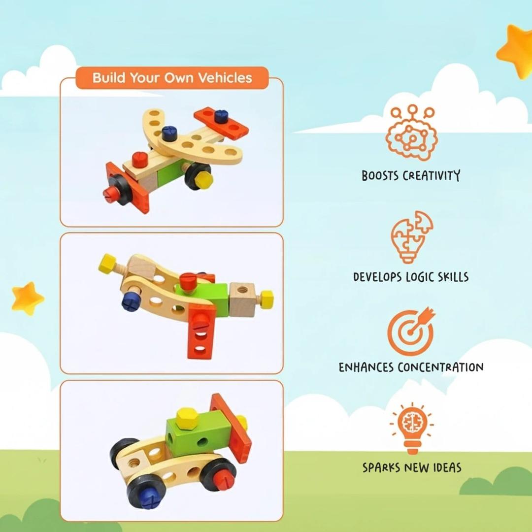 Wooden Tool Kit Construction Toy Set