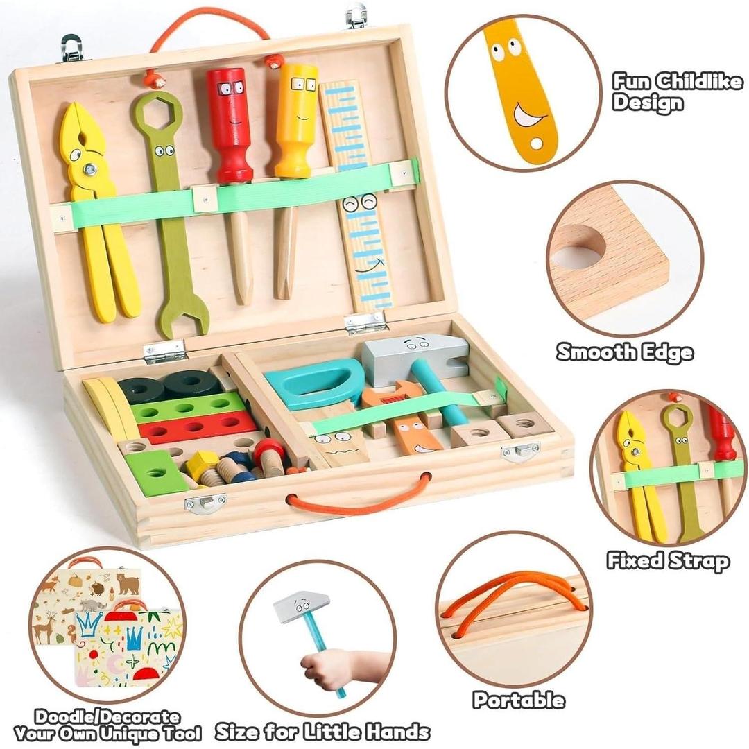 Wooden Tool Kit Construction Toy Set