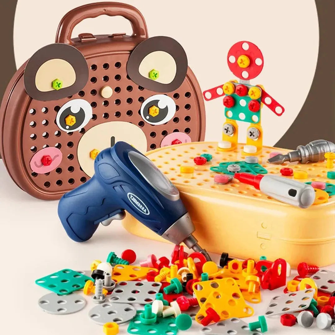Toolbox Construction Toy Set with Drill and Assembly Pieces