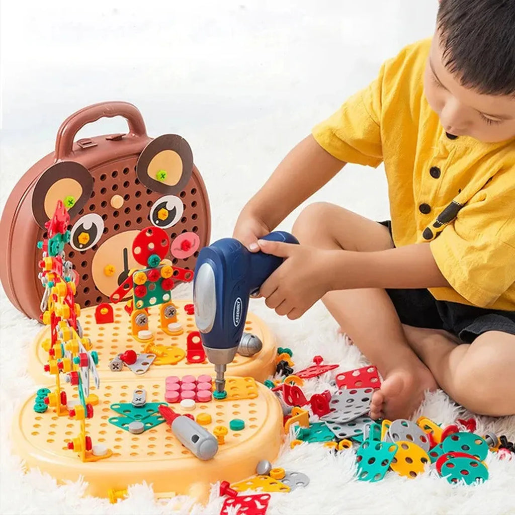 Toolbox Construction Toy Set with Drill and Assembly Pieces