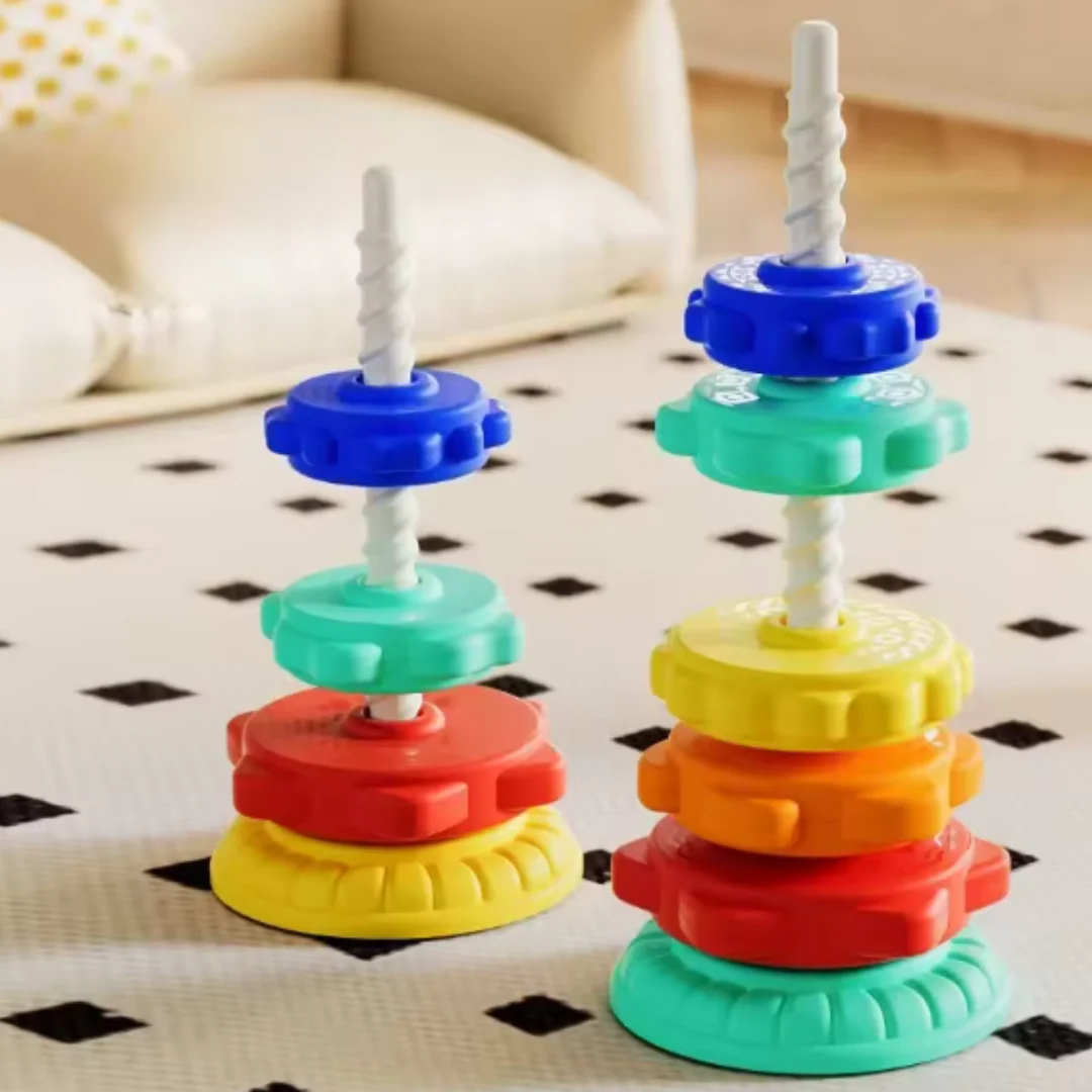 Stacking Gear Tower Toy with Spiral Rod