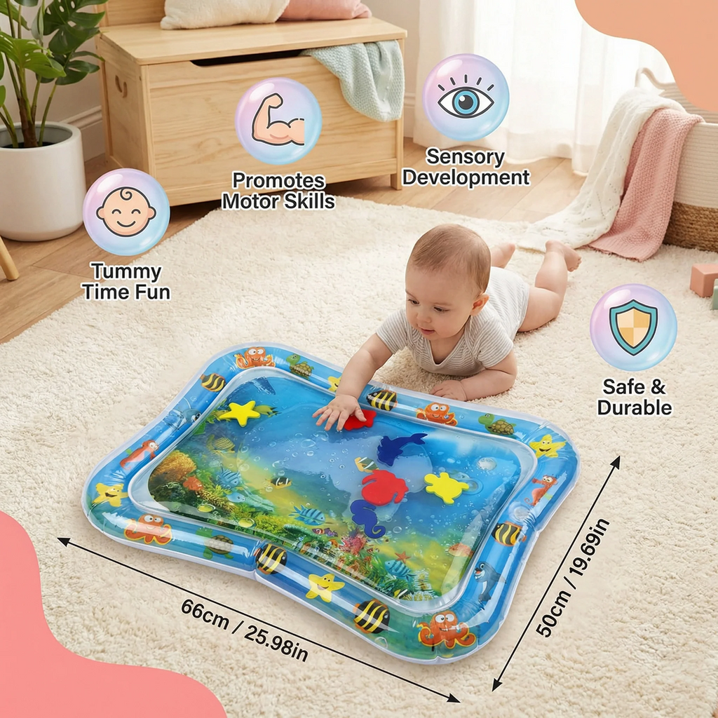 Tummy Time Water Mat with Floating Shapes