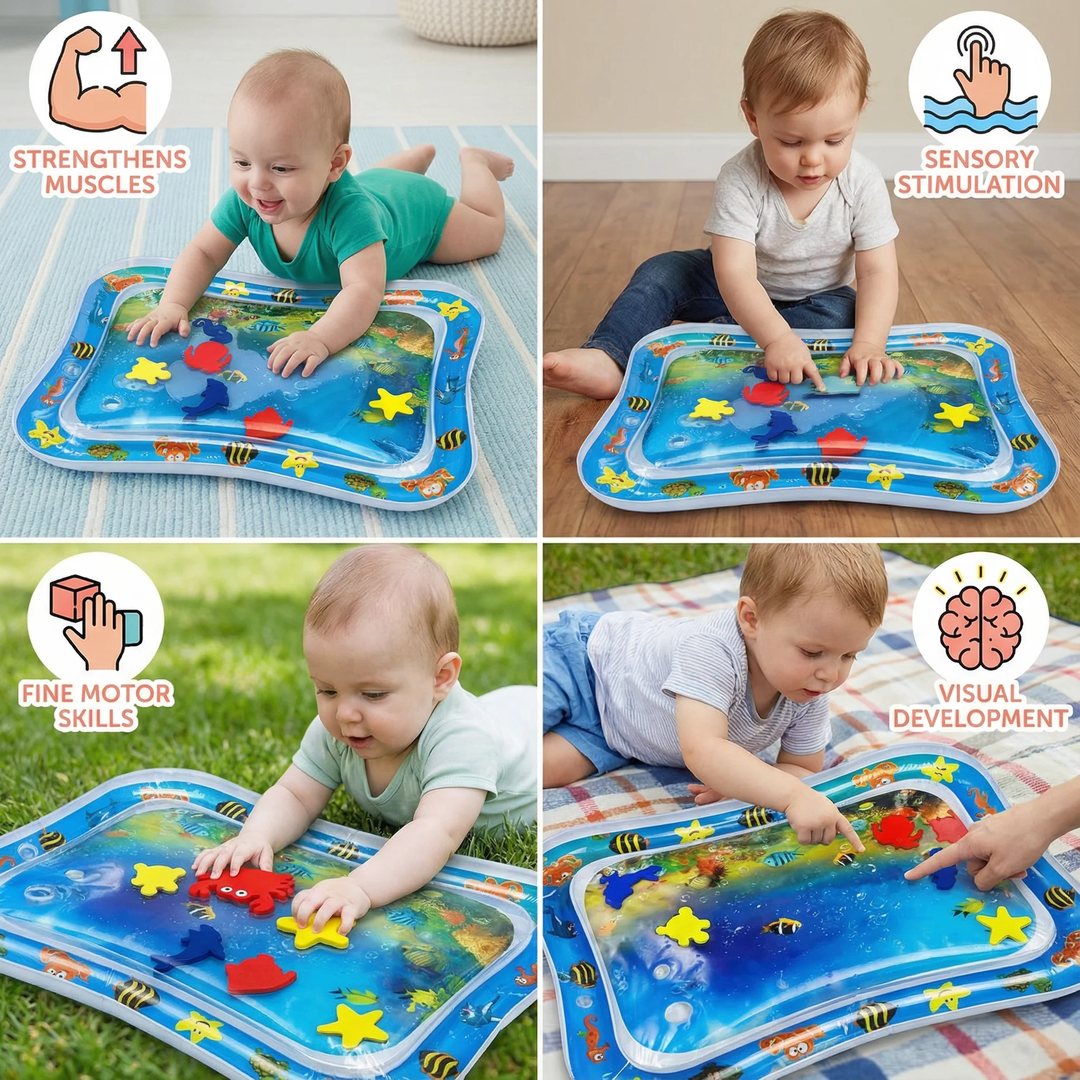 Tummy Time Water Mat with Floating Shapes