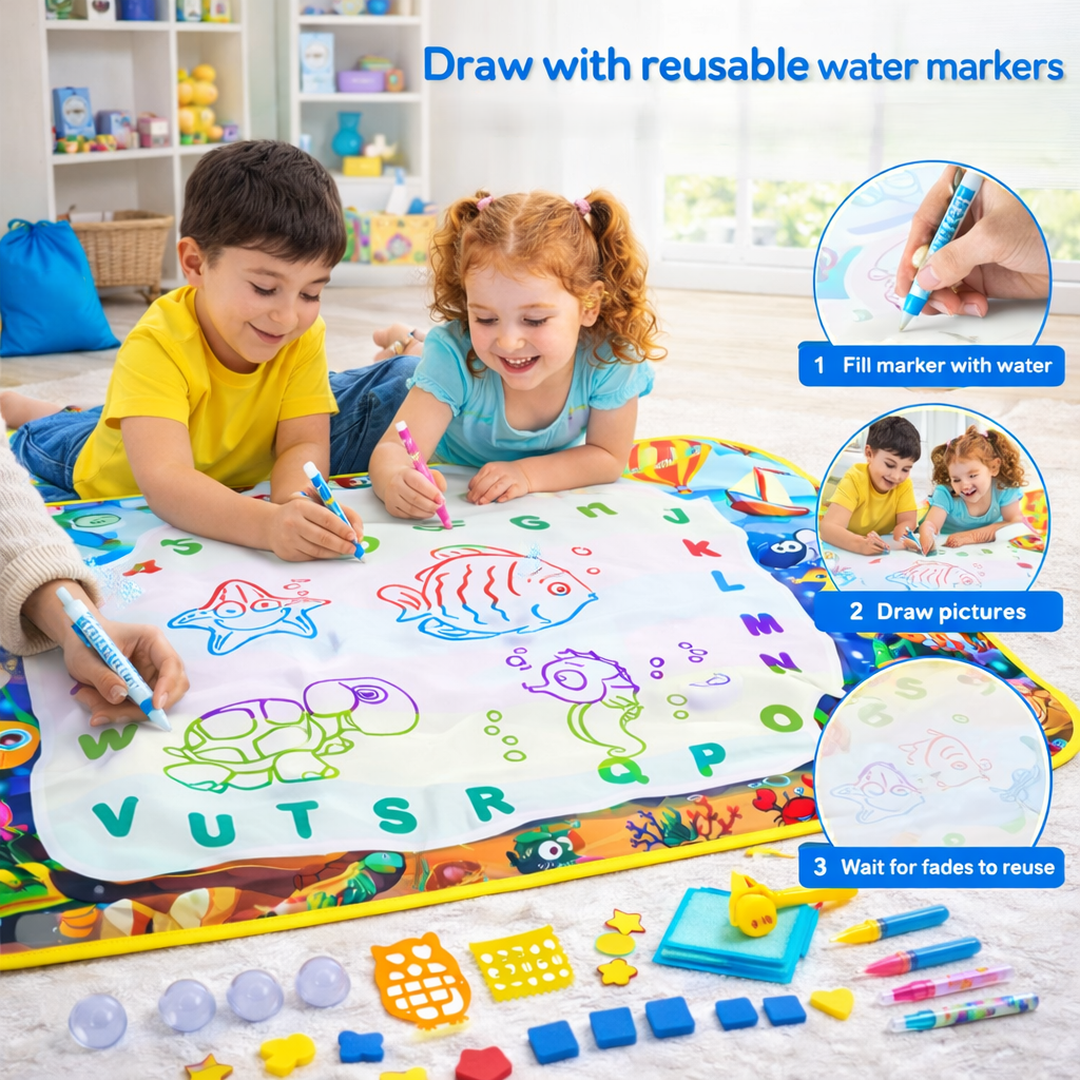 Water Drawing Mat Toy with Reusable Water Pen