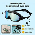 Adult Clip-On Swim Goggles with Integrated Earplugs