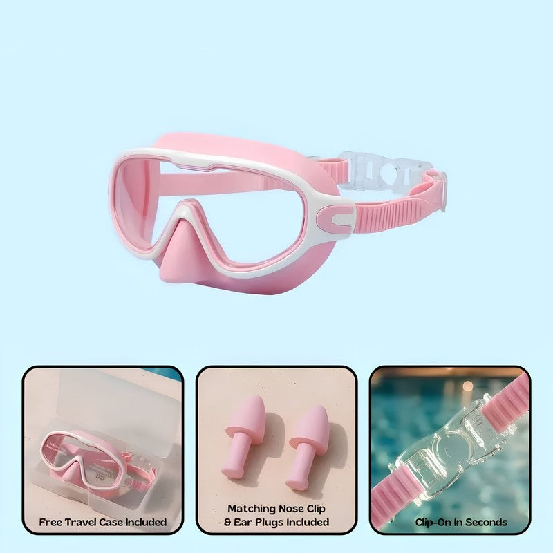 Adult Clip-On Swim Goggles with Integrated Earplugs