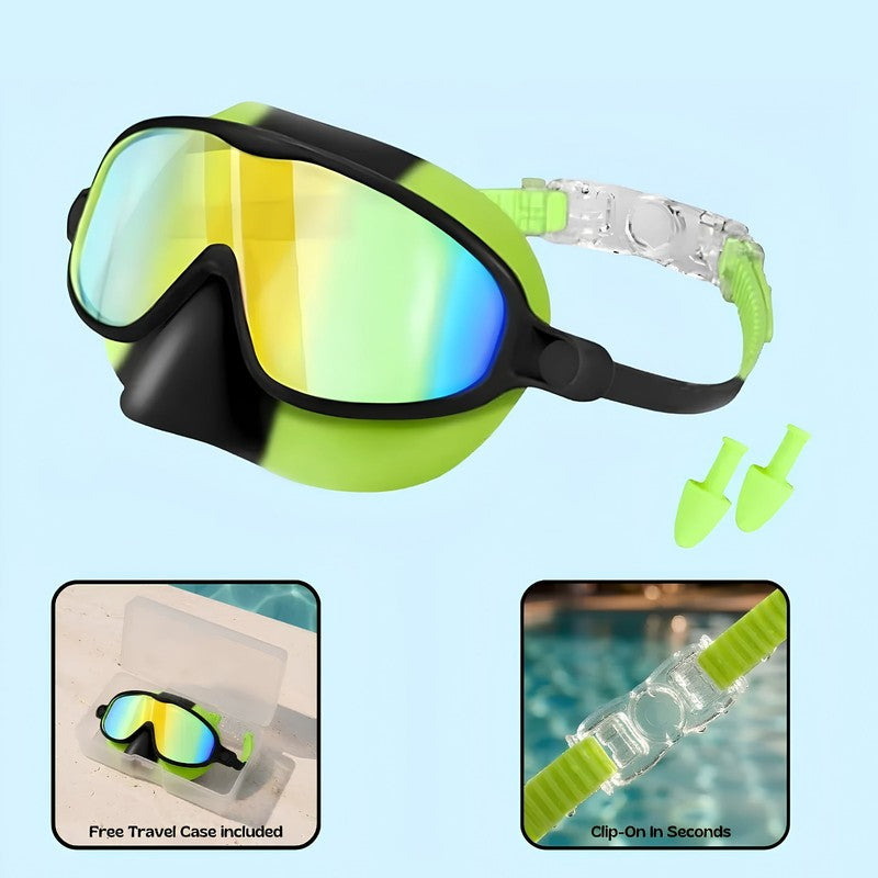 Adult Clip-On Swim Goggles with Integrated Earplugs